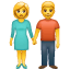 Чоловік і жінка тримаються за руки U+1F46B